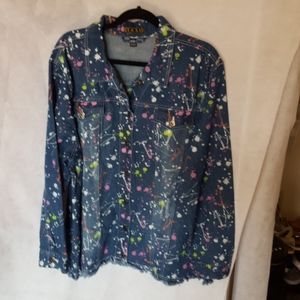 Paint Splattered Jean Jacket, Size 3X